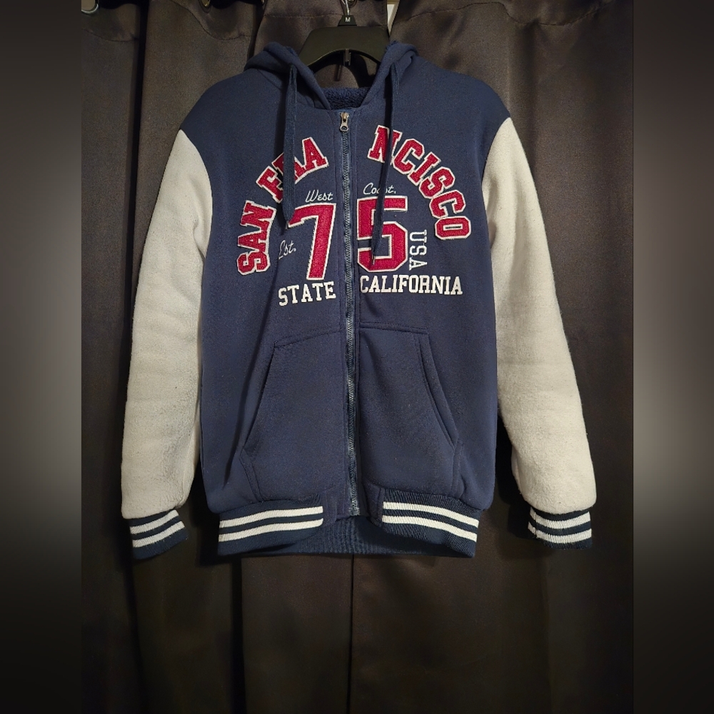City Wear Clothing Co. Sherpa-Lined Varsity Hoodie | Size S